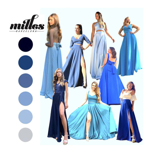 damas de honor en tonos azules