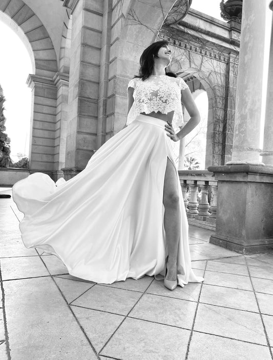 falda circular larga con abertura